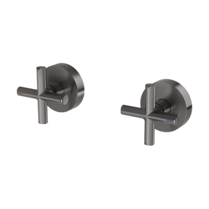 Vivid Slimline Plus Wall Top Assemblies 15mm Extended Spindles Brushed Carbon - Brushed Carbon