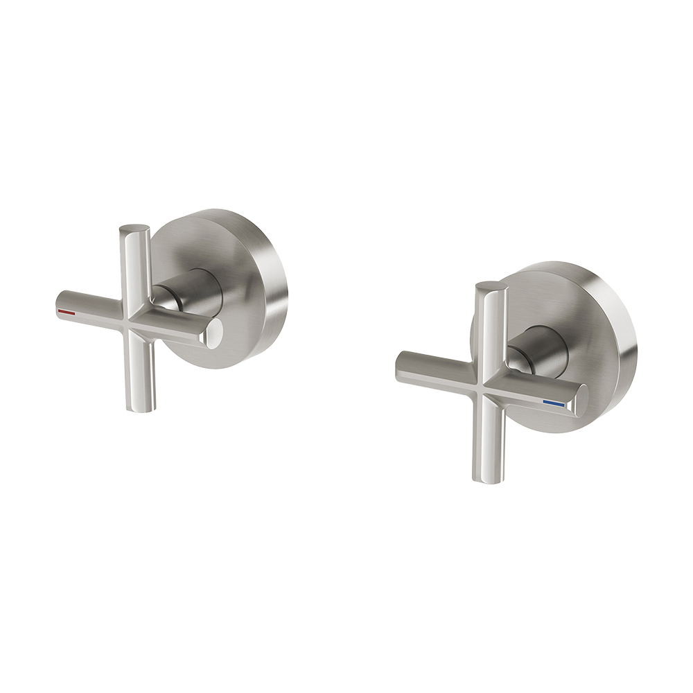 Vivid Slimline Plus Wall Top Assemblies 15mm Extended Spindles Brushed Nickel