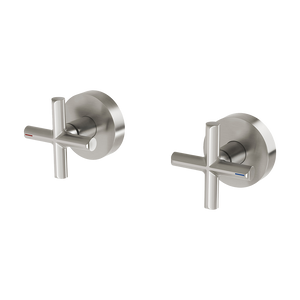 Vivid Slimline Plus Wall Top Assemblies 15mm Extended Spindles Brushed Nickel - Brushed Nickel