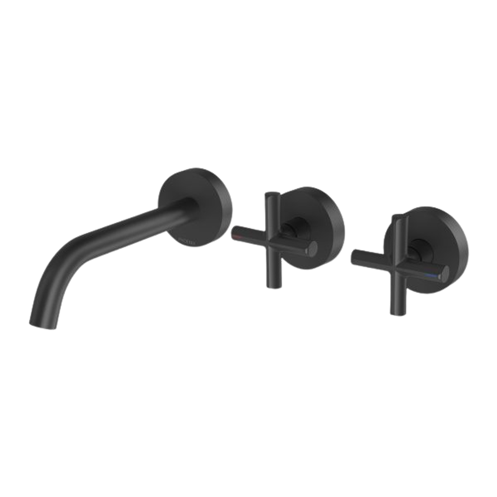Vivid Slimline Plus Wall Basin / Bath Hostess Set 180mm Outlet Matte Black