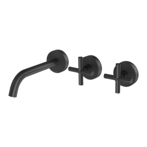 Vivid Slimline Plus Wall Basin / Bath Hostess Set 180mm Outlet Matte Black - Matte Black