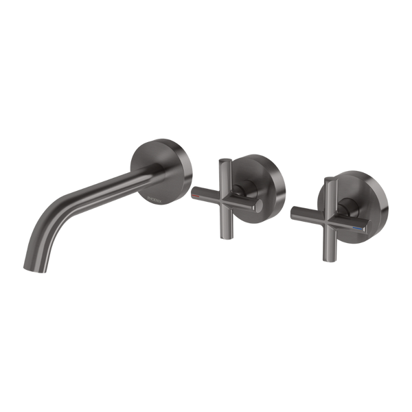 Vivid Slimline Plus Wall Basin / Bath Hostess Set 180mm Outlet Brushed Carbon