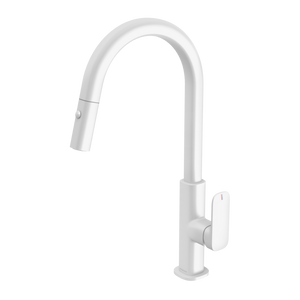 Nuage Pull Out Sink Mixer 200mm Lead Free Matte White - Matte White