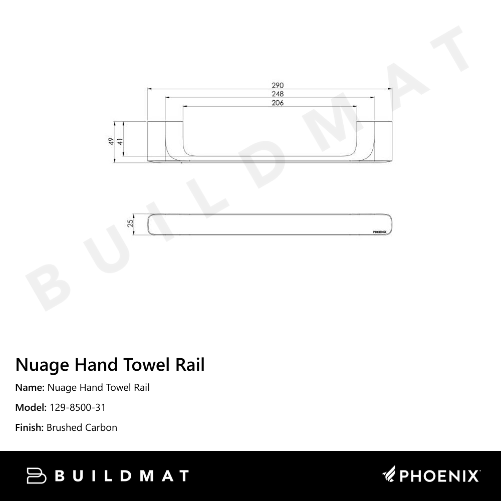 Nuage Hand Towel Rail Brushed Carbon