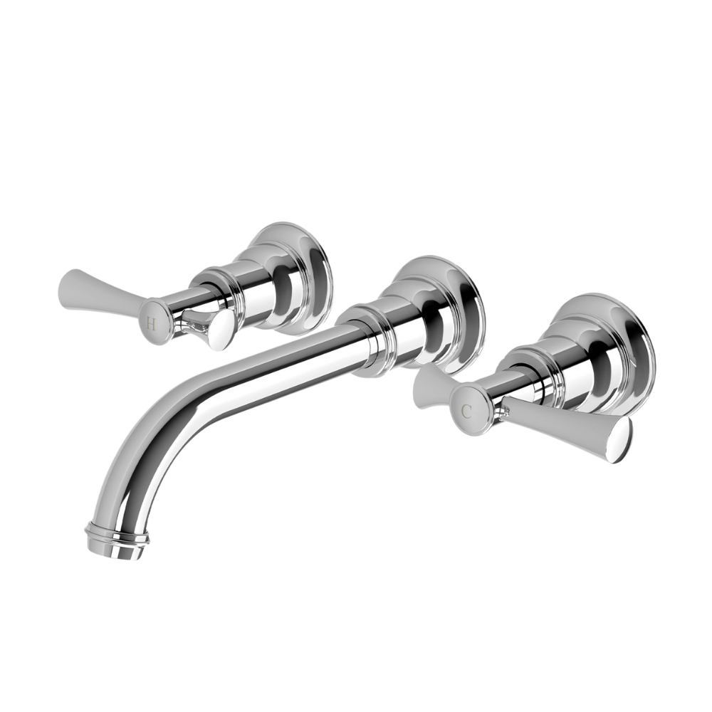 Cromford Wall Basin / Bath Tap Set Chrome