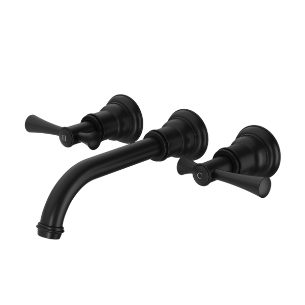 Cromford Wall Basin / Bath Tap Set Matte Black