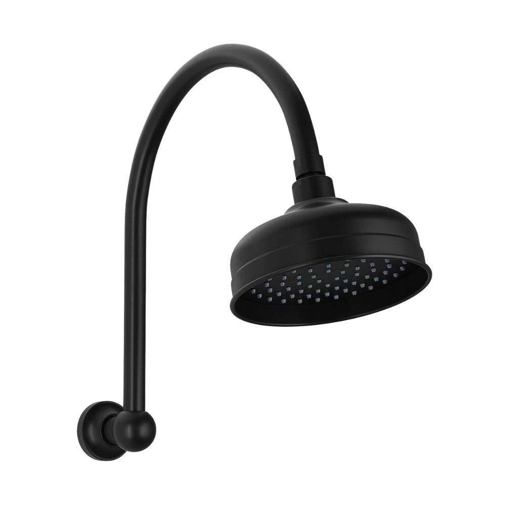 Cromford High-Rise Shower Arm and Rose Matte Black