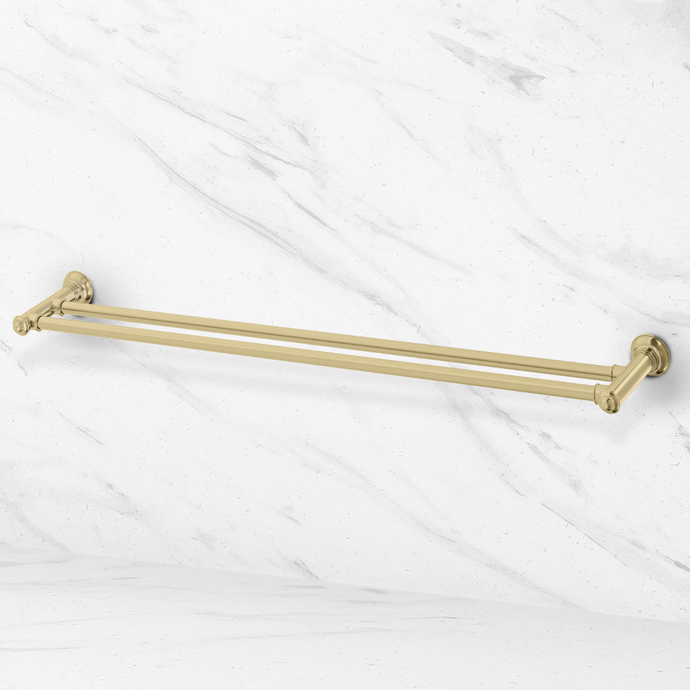 Cromford Double Towel Rail 800mm Brushed Gold