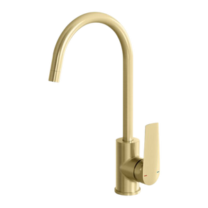 Arlo Sink Mixer 200mm Gooseneck Brushed Gold - Brushed Gold