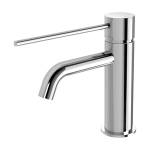 Vivid Slimline Basin Mixer Curved Outlet with Extended Lever  Chrome - Chrome
