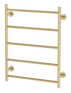 Radii Heated Towel Ladder 550 x 740mm Round Plate Brushed Gold - Brushed Gold