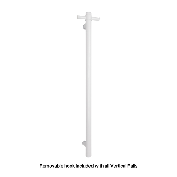 Straight Round Vertical Single Heated Towel Rail Satin White