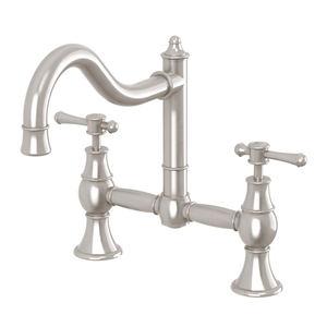 Nostalgia Exposed Sink Set 230mm Shepherds Crook Brushed Nickel - Brushed Nickel