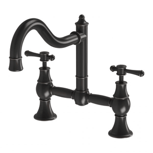 Nostalgia Exposed Sink Set 230mm Shepherds Crook Antique Black - Antique Black