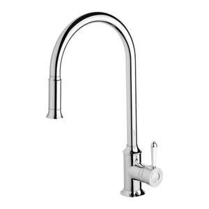 Nostalgia Pull Out Sink Mixer 230mm Chrome White - Chrome White
