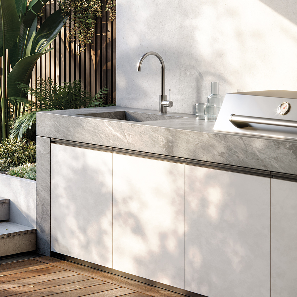 Vivid Slimline SS 316 Sink Mixer 200mm Gooseneck Stainless Steel