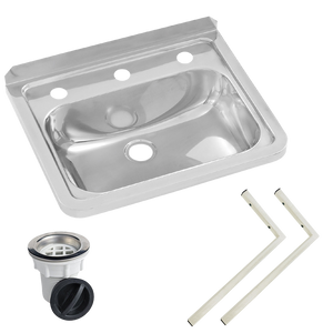 Wall Mounted Hand Basin 3 Tap Hole - Stainless Steel