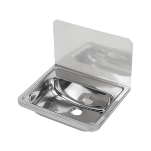 Wall Mounted Hand Basin with Splashback - Stainless Steel