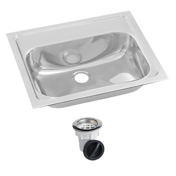 Inset Stainless Steel Hand Basin No Tap Hole with Plug and Waste.
