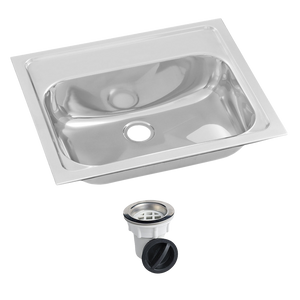 Inset Stainless Steel Hand Basin No Tap Hole with Plug and Waste. - Stainless Steel