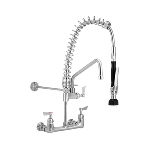 Compact Stainless Steel Exposed Wall Mounted Pre Rinse Unit With 12-inch Pot Filler - Stainless Steel