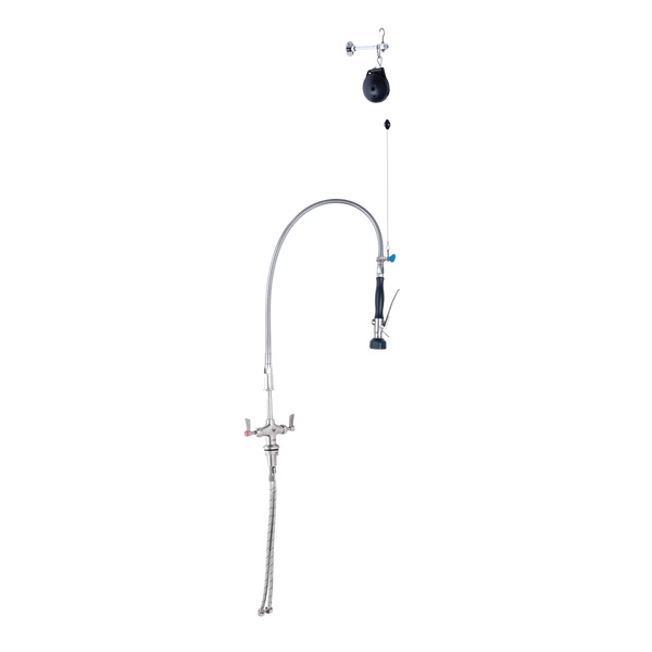 Stainless Steel Line Retractor Dual Hob Mounted Pre Rinse Unit