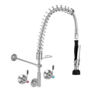 Compact Stainless Steel Wall Stops And Elbow Pre Rinse Unit - Stainless Steel