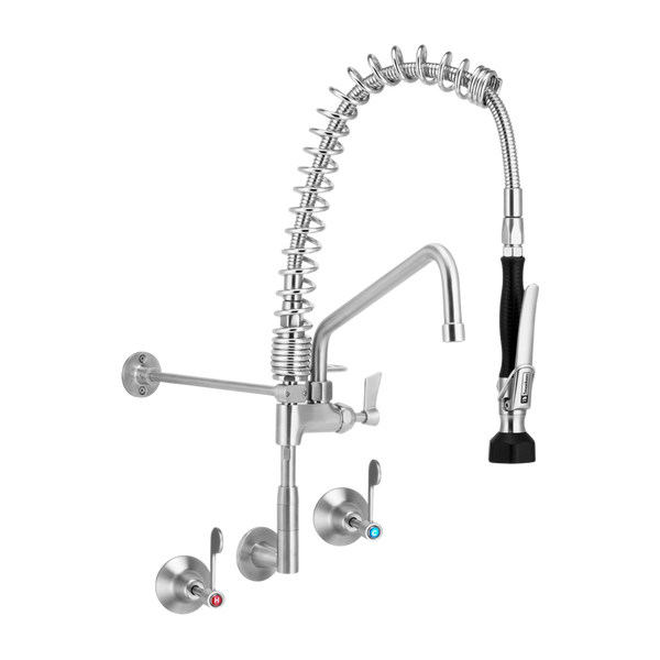 Compact Stainless Steel Wall Stops And Elbow Pre Rinse Unit With 12-inch Pot Filler