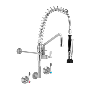 Compact Stainless Steel Wall Stops And Elbow Pre Rinse Unit With 12-inch Pot Filler - Stainless Steel