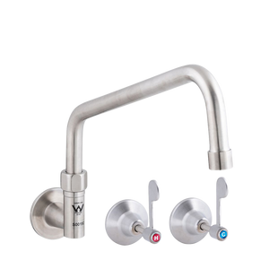 Stainless Steel Wall Stops and Elbow with 12-inch Spout - Stainless Steel