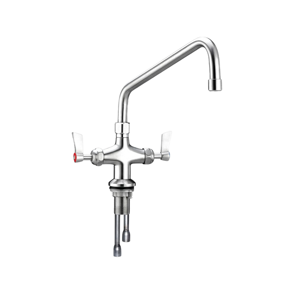 Stainless Steel Dual Bench Mount Tap Body with 12-inch Spout