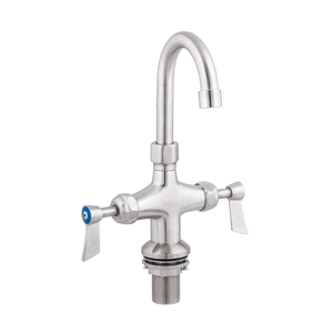 Dual Bench Mount Body with Gooseneck Swivel 7-inch Spout - Stainless Steel