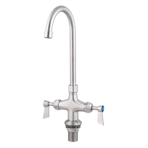 Dual Bench Mount Body with Gooseneck Swivel 12-inch Spout - Stainless Steel