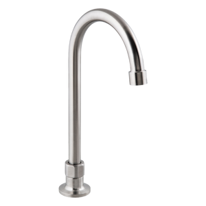 Stainless Steel Single Bench Mount No Stops with 12-inch Gooseneck Spout - Stainless Steel