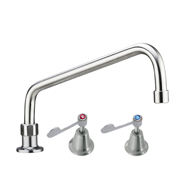 Stainless Steel Bench Mount and Basin Stops with 12-inch Spout