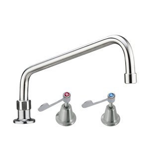 Stainless Steel Bench Mount and Basin Stops with 12-inch Spout - Stainless Steel