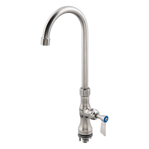 Single Bench Mount Body with Single Control and 12-inch Gooseneck Swivel Spout - Stainless Steel