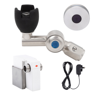 45 Degree Silicone Mouthguard Bubbler with Hob-Mount Sensor Mains Operated - Stainless Steel