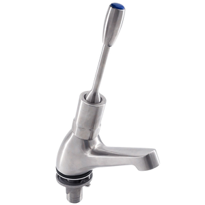 Lever Handle Pillar Tap 18 Second Timed Flow - Stainless Steel