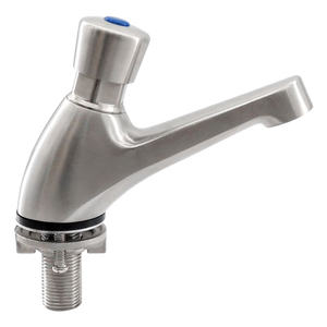Push Button Pillar Tap 18 Second Timed Flow - Stainless Steel