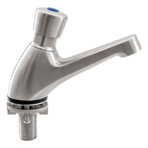 Push Button Pillar Tap Mechanical Operation-On/Off - Stainless Steel