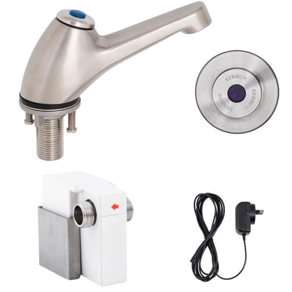 Pillar Tap with Wall-Mount Sensor Mains Operated