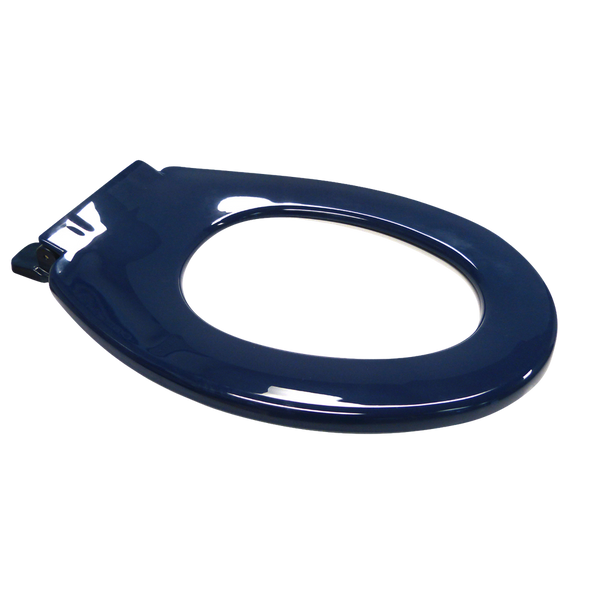 Anti Vandal Single Flap Closed Front Toilet Seat Blue
