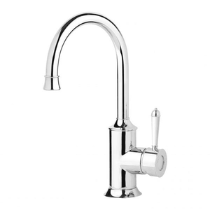 Nostalgia Sink Mixer 160mm Gooseneck Chrome White - Chrome White