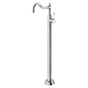 Nostalgia Floor Mounted Bath Mixer Shepherds Crook Chrome White - Chrome White