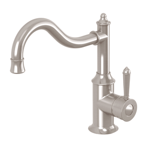 Nostalgia Sink Mixer 220mm Shepherds Crook Brushed Nickel - Brushed Nickel