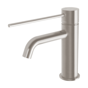 Vivid Slimline Basin Mixer Curved Outlet with Extended Lever  Brushed Nickel - Brushed Nickel