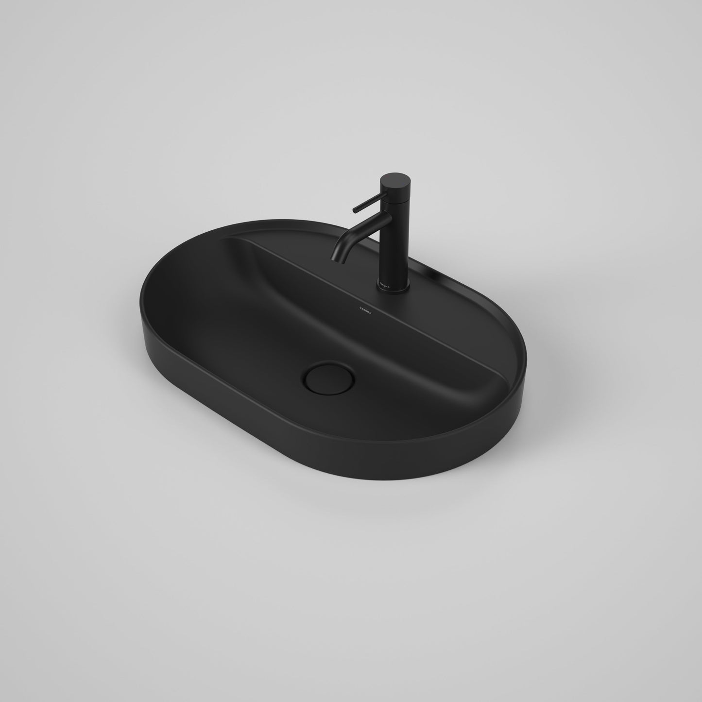 Liano II 600mm Pill Inset Basin with Tap Landing Matte Black with 1 Tap Hole