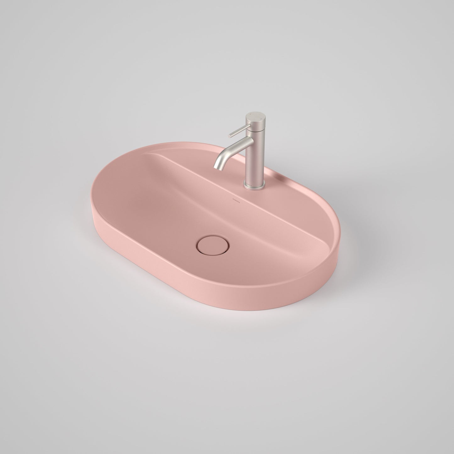 Liano II 600mm Pill Inset Basin with Tap Landing Matte Pink with 1 Tap Hole