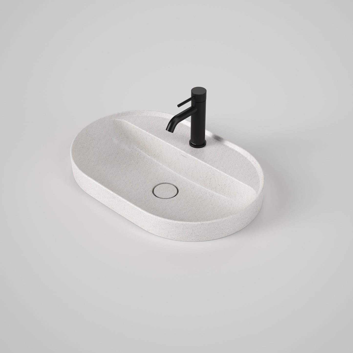 Liano II 600mm Pill Inset Basin with Tap Landing Matte Speckled with 1 Tap Hole